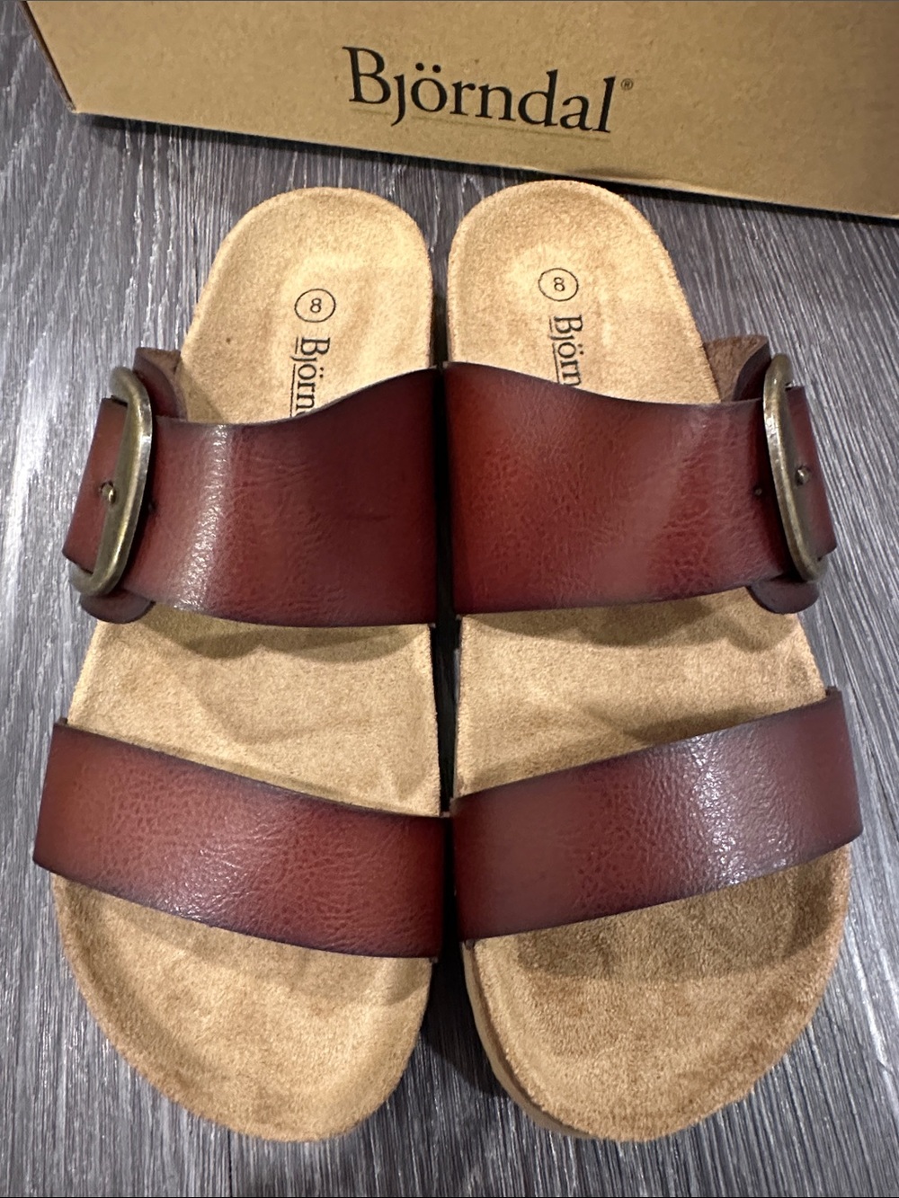 New Brown Dual-Strap Sandals